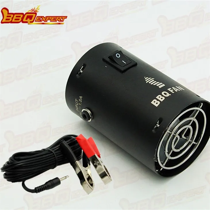 Elegant Round Charcoal Fire Starter Ntxuam BBQ Grill Blower 12V Smoke Blower nrog Alligator Clip Kab FD315A(R)
