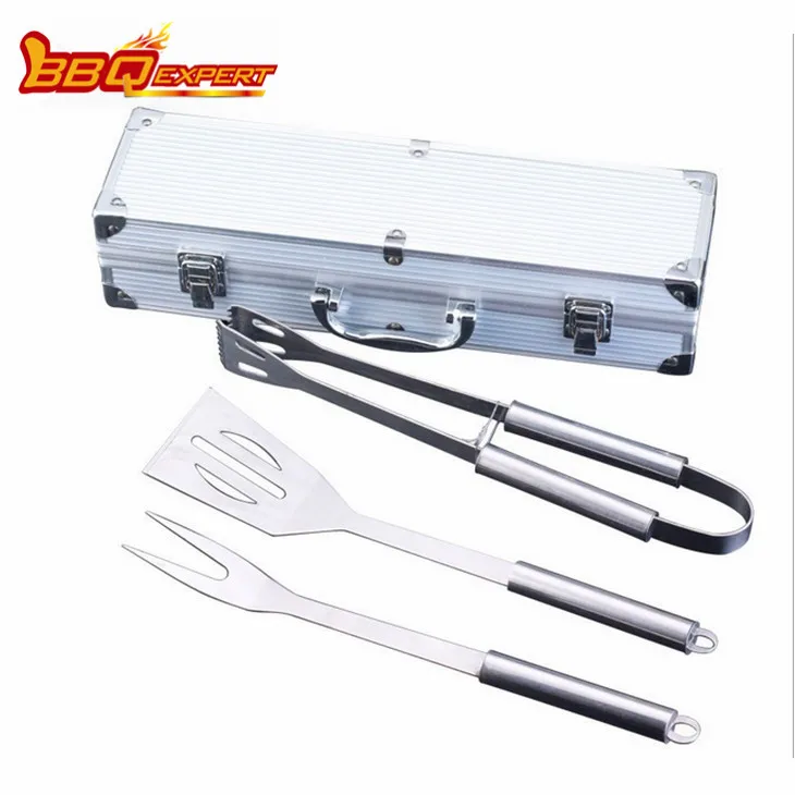 3 Daim BBQ Teeb Nrog Aluminium Case Pob
