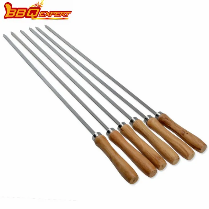 42CM Thicken Thiab Lengthen BBQ Sticks Flat Skewers Ntoo kov