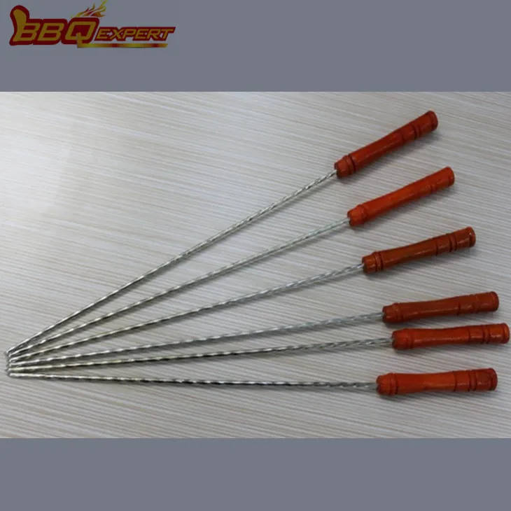 Barbecue Spare Parts Twist Shape Kebab Skewers Nrog Ntoo kov