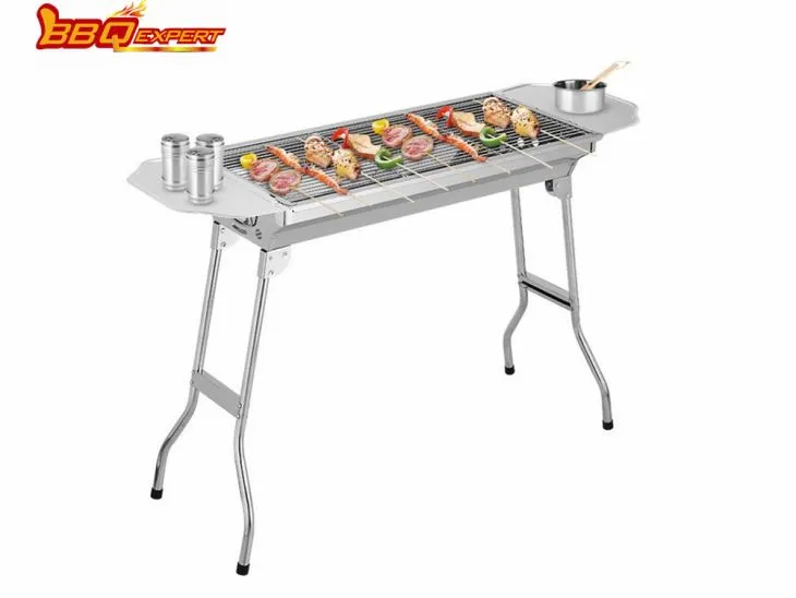 Sab nraum zoov Portable Stainless BBQ Grill Foldable Charcoal Barbecue Grill Muag