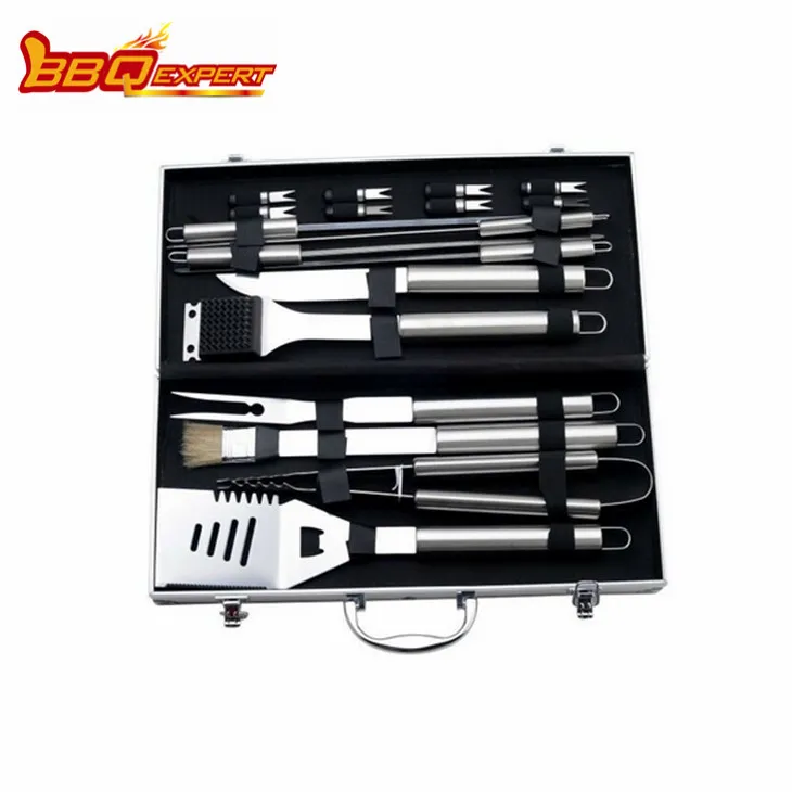 Stainless Hlau Accessory 18PCS BBQ Cov Cuab Yeej Grill Teeb